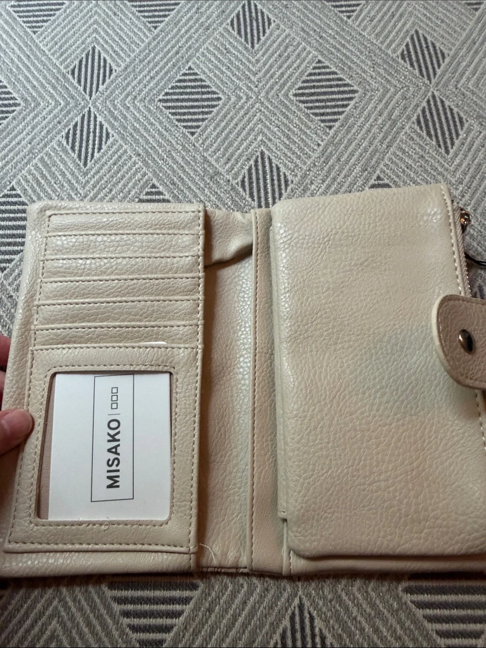 MISAKO Embossed Floral Snap Wallet - Beige